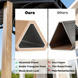 8 x 6ft Hardtop Grill Gazebo, BBQ Gazebo with Metal Double Roof, Outdoor Grill Canopy with Wood-Grain Aluminum Frame