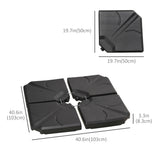 4 Piece Umbrella Base Stand Cantilever Offset Patio Umbrella Weight Plates w/ U Locking, 123 lb Capacity Water or 158 lb Capacity Sand