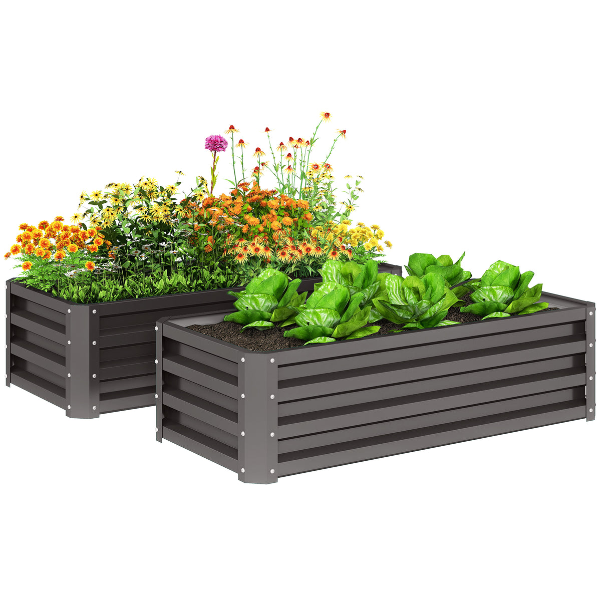 Jardinières Surélevées Galvanisées, Ensemble de 2