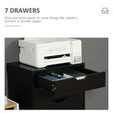 7-drawer Vertical File Cabinet for Home Office, Storage Cabinet with Wheels
