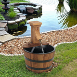 Outdoor Waterfall Fountain, Garden Wood Barrel