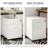 2 Drawer File Cabinet with Lock and Keys, Mobile Vertical Filing Cabinet with Wheels and Drawers