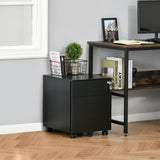 Lockable File Cabinet, Steel Filing Cabinet on Wheels for Legal, A4, Letter Size, with Pencil Tray for Home Office