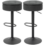Set of 2 Barstools with Storage, Swivel Bar Stools with PU Leather Upholstered, Footrest, Steel Base