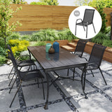 Set of 4 Outdoor Dining Chairs, Stackable Lawn Chairs with High Back, Breathable Mesh Seat for Garden Porch