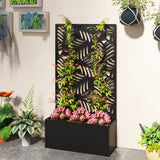 Metal Garden Bed with Trellis for Climbing Plants
