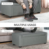 Banc de rangement capitonné avec couvercle rabattable et pouf en tissu pour chambre à coucher