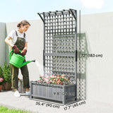 Wood Planter with Trellis for Vine Climbing, Raised Garden Bed