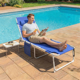 Tanning Chair with Face Hole and Side Table, Folding Outdoor Lounge Chair with Carry Straps