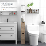 Tall Bathroom Storage Cabinet, Narrow Bathroom Cabinet with Drawers and Open Shelves for Small Spaces