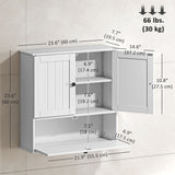 Armoire Murale Salle de Bain, Pharmacie Style Fermette avec Tablettes Ajustables et Porte Rabattable