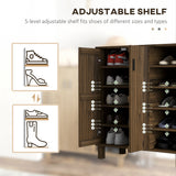 Meuble à chaussures avec double porte et étagères ouvertes, meuble de rangement pour chaussures de 17 paires pour entrée et couloir