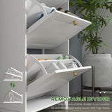 Narrow Shoe Storage with 3 Flip Drawers and Adjustable Shelves, Shoe Cabinet Organizer for 12 Pairs of Shoes