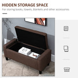 Storage Ottoman Bench, Linen Upholstered Bench with Tufted Design