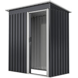 5 x 3 FT Outdoor Storage Shed with Sliding Door and Sloped Roof, Steel Frame Garden Shed Tool Equipment