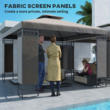 10 x 10 FT Canopy Gazebo, Double Roof Patio Gazebo with Screen Panels and Metal Frame for Deck