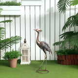 Garden Statue Heron Standing Lawn Sculpture Statue Ornament with Stakes for Lawn