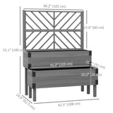 Lit de jardin surélevé avec treillis, jardinière en bois surélevée 2 niveaux