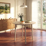 Folding Dining Table, Round Drop Leaf Kitchen Table for Small Spaces with Wood Legs