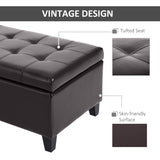 Banc Ottoman de Rangement, Repose-Pieds avec Pieds en Bois Massif, Coffre de Rangement en Cuir PU de 130 cm pour Salon