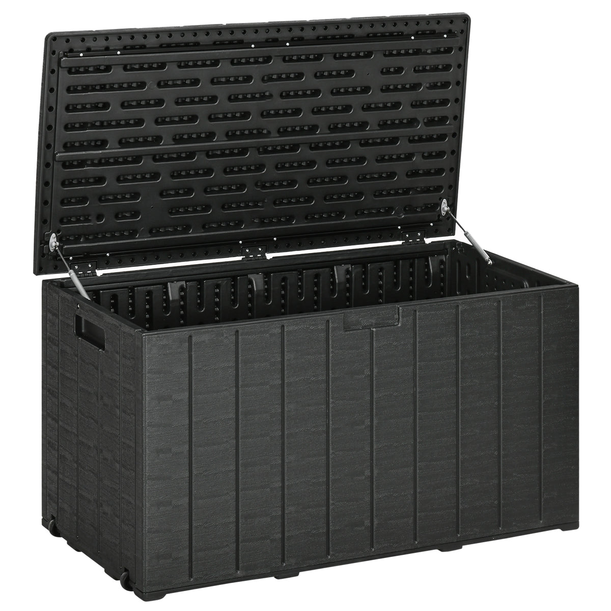 81 Gallon Garden Storage Box, Waterproof Double Wall Storage Container with Wheels and Handles