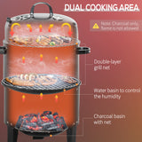 3-in-1 Vertical Charcoal BBQ Smoker, 16