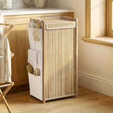 Bamboo Laundry Hamper with Removable Drawstring Bag and Side Storage Pockets, 20 Gal