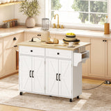 Kitchen Island with Storage, Rolling Kitchen Cart with Charging Station, Spice Rack, Drawers