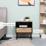 Modern Bedside Table with Drawer, Nightstand with Storage Shelf
