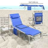 Tanning Chair with Face Hole and Side Table, Folding Outdoor Lounge Chair with Carry Straps