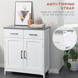Freestanding Bathroom Cabinet, Storage Cupboard with 2 Drawers, Adjustable Shelf