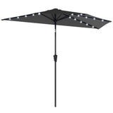 Half Outdoor Patio Umbrella with Solar LED Lights Half Umbrella with Crank