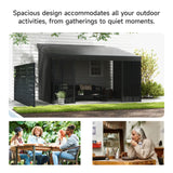 10' x 13' Wall Pergola, Outdoor Gazebo with 2 Curtains and 2 Nettings