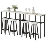 Bar Table Set of 6, Bar Table and Stools for 4, 2 Breakfast Tables and 4 Stools for Living Room