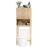 Armoire de Rangement au-Dessus de la Toilette avec Tablette Ajustable, Tablette Ouverte et Barre Inférieure Ajustable
