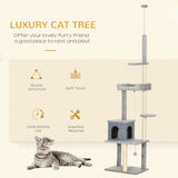 Cat Tree Floor to Ceiling Cat Tower Height Adjustable( 85-101 Inches), Tall Large Cat Climbing Activity Center with Scratching Posts Cat Condo Cozy Bed