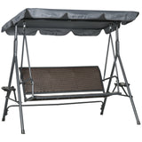 Outdoor 3-Seat Porch Swing with Canopy, Pillows and Steel Frame