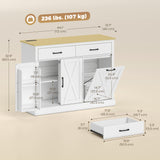 7 Gallon Tilt Out Garbage Cabinet, 2 Drawers, 4 Door Racks