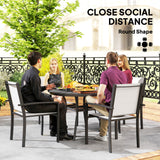 5 Piece Outdoor Dining Set with Round Table and 4 Stackable Chairs