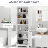 Tall Bathroom Storage Cabinet, Slim Bathroom Cabinet with 4 Shutter Doors and Adjustable Shelves