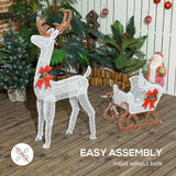 Outdoor Lighted Deer Xmas Decor, Light Up Reindeer Christmas Decoration w/ 170 LED Lights for Holiday