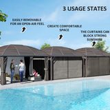 10x13 Hardtop Gazebo Aluminum Outdoor Canopy with Mesh Nettings Curtains