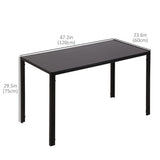 Rectangular Kitchen Table for 4 People, Dining Table with Tabletop Tempered Glass for Dining Room