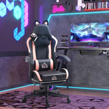 Cute Racing Gamer Chair, Faux Leather Gaming Chair with Footrest, Headrest and Lumbar Support