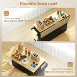Kitchen Island Cart with Power Outlet & Drop Leaf, 55