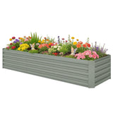 8'x2.6'x1.5' Galvanized Raised Bed, Large Elevated Planter Box for Growing Flowers