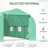 15' x 10' x 7' Walk-in Greenhouse Outdoor Plant Tunnel Warm Hot House w/ Roll Up Door and 6 Mesh Windows, Steel Frame