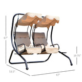 Luxury Porch Swing Metal Outdoor Swing Chair 2 Separated Seater Hammock Heavy-Duty with Canopy and Cushions