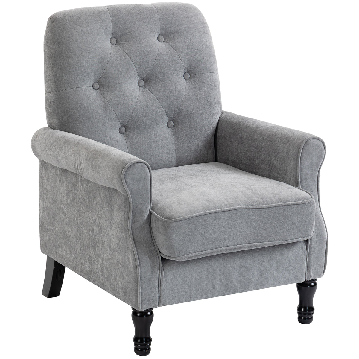 Accent Chair, Mid-Century Modern Armchair with Thick Padded Seat, Solid Wood Legs