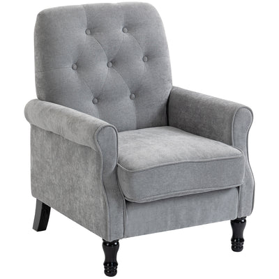 Accent Chair, Mid-Century Modern Armchair with Thick Padded Seat, Solid Wood Legs